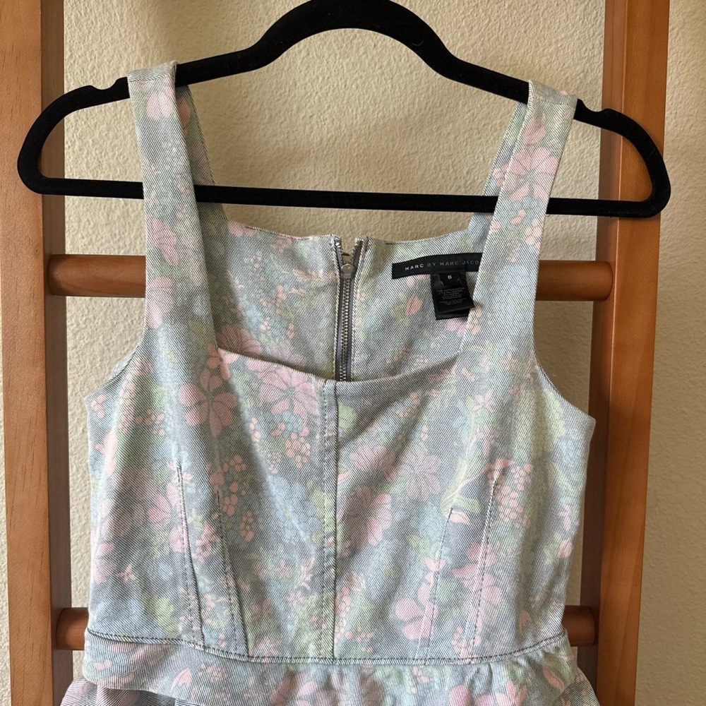 Marc Jacobs Pastel Floral cottagecore Peplum Dress for - Mint and Pink size 6 - Picture 2 of 6